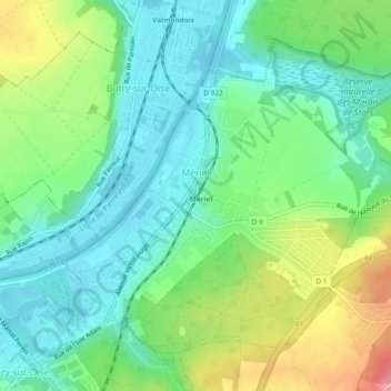 Mériel topographic map, elevation, terrain