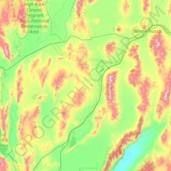 Pershing County topographic map, elevation, terrain