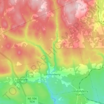 Londonderry topographic map, elevation, terrain