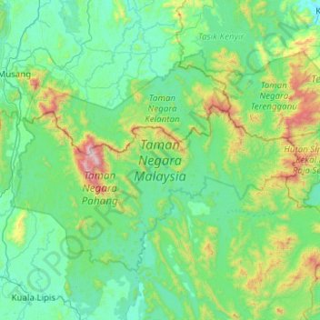 Malaysia National Park topographic map, elevation, terrain