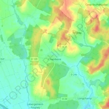 Chambeire topographic map, elevation, terrain