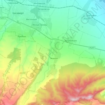 сельское поселение Село Эндирей topographic map, elevation, terrain