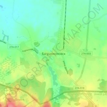 Багратионовск topographic map, elevation, terrain