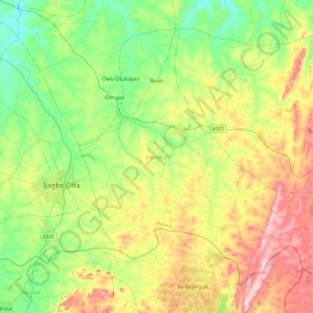 Irepodun topographic map, elevation, terrain