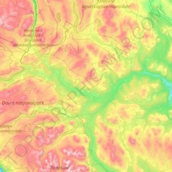 Hedmark topographic map, elevation, terrain
