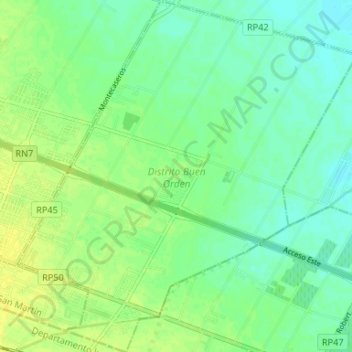 Distrito Buen Orden topographic map, elevation, terrain