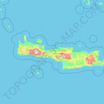 Crete topographic map, elevation, terrain