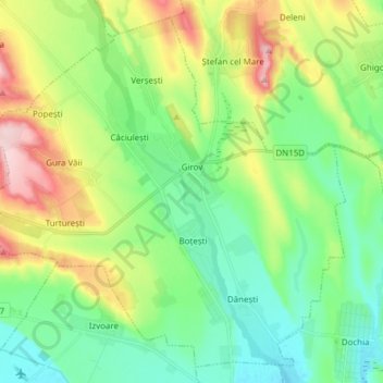 Girov topographic map, elevation, terrain