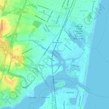 Manasquan topographic map, elevation, terrain