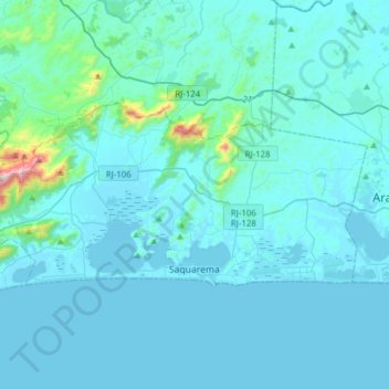 Saquarema topographic map, elevation, terrain