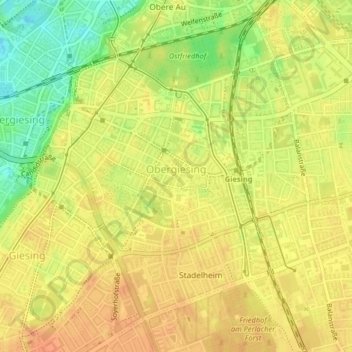 Obergiesing topographic map, elevation, terrain