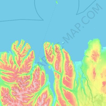 Akureyrarbær topographic map, elevation, terrain