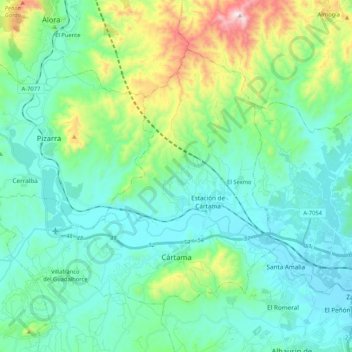 Cártama topographic map, elevation, terrain