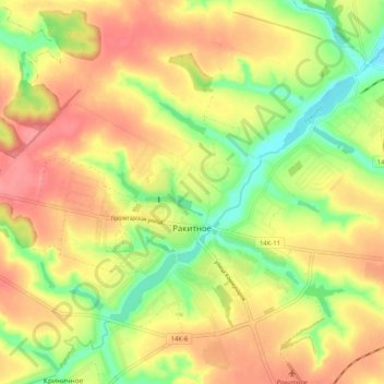 Ракитное topographic map, elevation, terrain