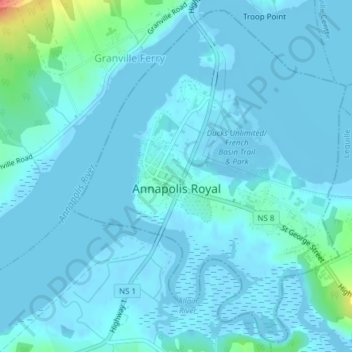 Annapolis Royal topographic map, elevation, terrain