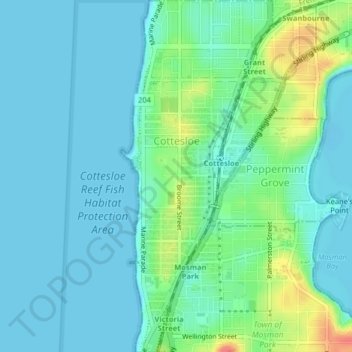 Cottesloe topographic map, elevation, terrain