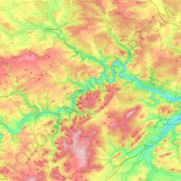CHKO Křivoklátsko topographic map, elevation, terrain