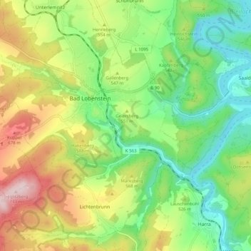Lobenstein topographic map, elevation, terrain