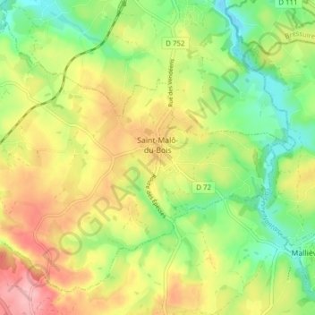 Saint-Malô-du-Bois topographic map, elevation, terrain