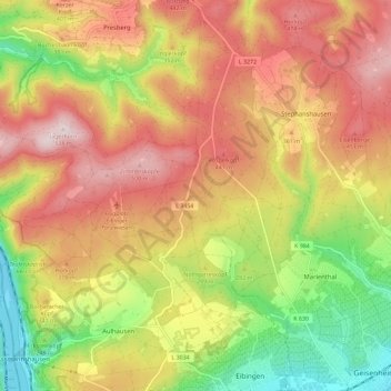 Eibingen topographic map, elevation, terrain