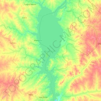 Kainji Lake topographic map, elevation, terrain