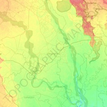 Dhaurahara topographic map, elevation, terrain