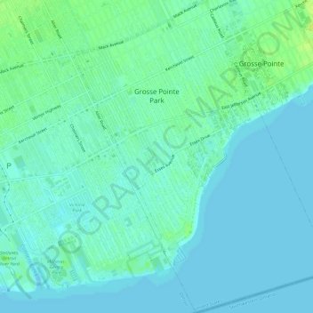 Grosse Pointe Park topographic map, elevation, terrain