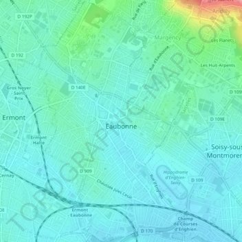 Eaubonne topographic map, elevation, terrain