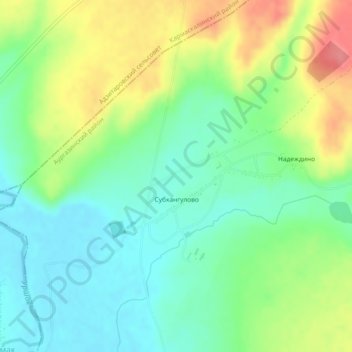 Субхангулово topographic map, elevation, terrain