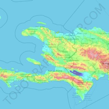 Haïti topographic map, elevation, terrain