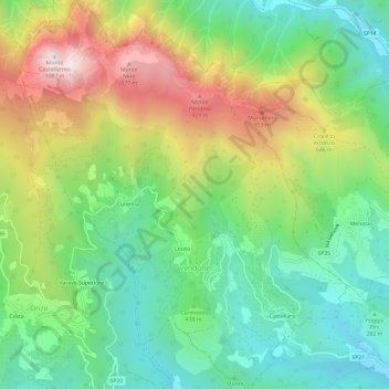Vendone topographic map, elevation, terrain