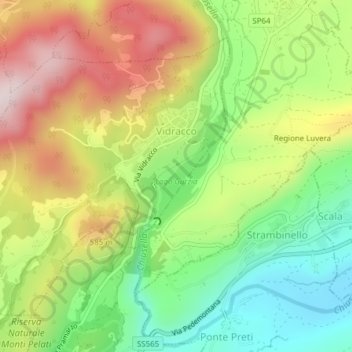 Vidracco topographic map, elevation, terrain