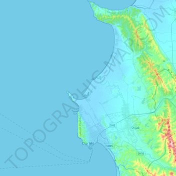 Bashkia Durrës topographic map, elevation, terrain