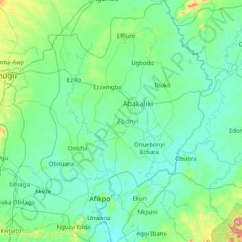 Ebonyi State topographic map, elevation, terrain