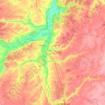 Ряжский район topographic map, elevation, terrain