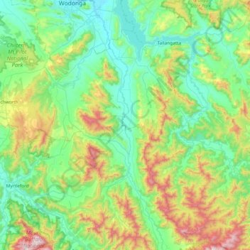 Kiewa River topographic map, elevation, terrain