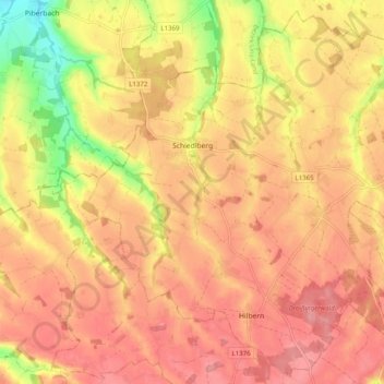 Schiedlberg topographic map, elevation, terrain