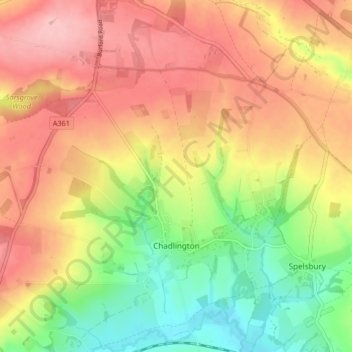 Chadlington topographic map, elevation, terrain