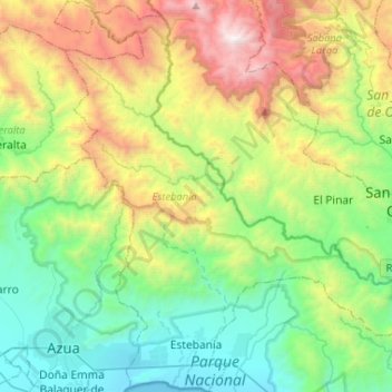 Estebanía topographic map, elevation, terrain