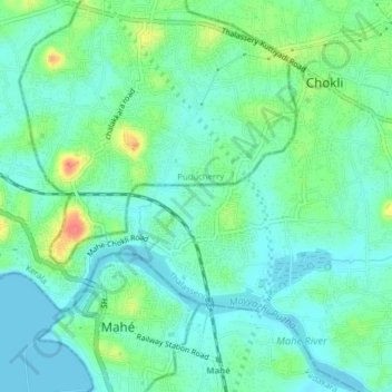 New Mahe topographic map, elevation, terrain