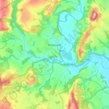 Whitbourne topographic map, elevation, terrain