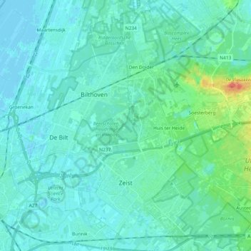 Zeist topographic map, elevation, terrain