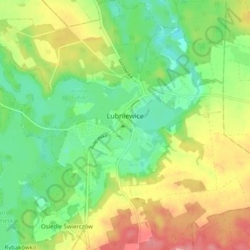 Lubniewice topographic map, elevation, terrain