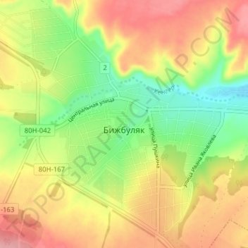 Бижбуляк topographic map, elevation, terrain