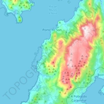 Porto do Son topographic map, elevation, terrain