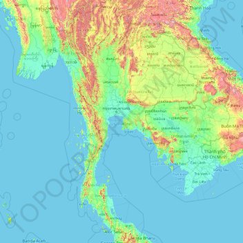 Thailand topographic map, elevation, terrain