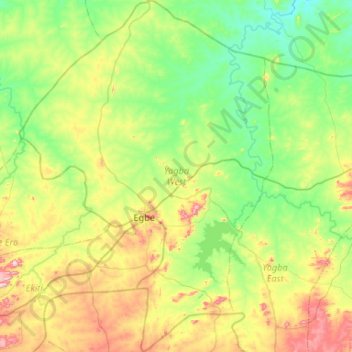 Yagba West topographic map, elevation, terrain