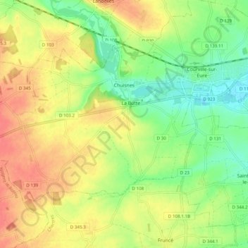 Chuisnes topographic map, elevation, terrain