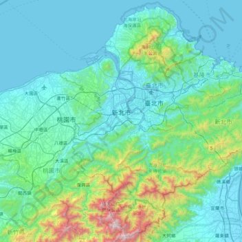 New Taipei topographic map, elevation, terrain