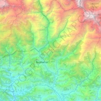 Lamjung topographic map, elevation, terrain